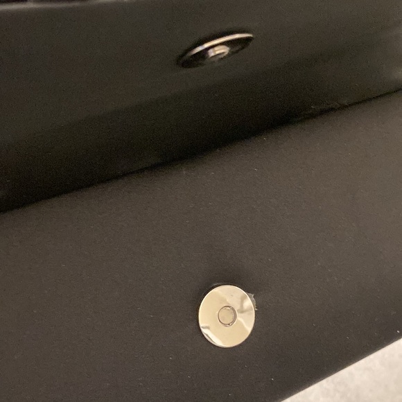 Black Satin Shoulder Evening Bag / Wristlet With Round Crystal Design - Picture 4 of 15